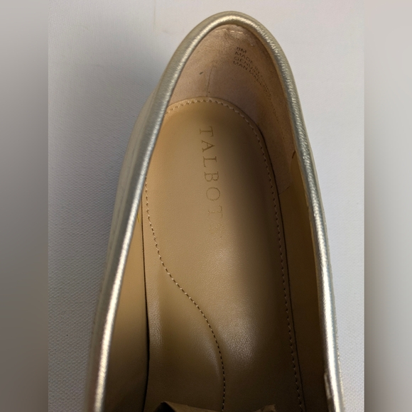 Talbots Women's Laura leather tassel loafers Size 8 Gold metallic EUC Chic - Picture 7 of 9